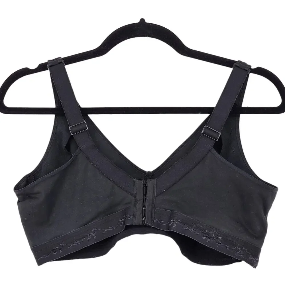 Cacique Black Wire Free Full Coverage Back Closure Lightly Lined Bra Size 40DD
